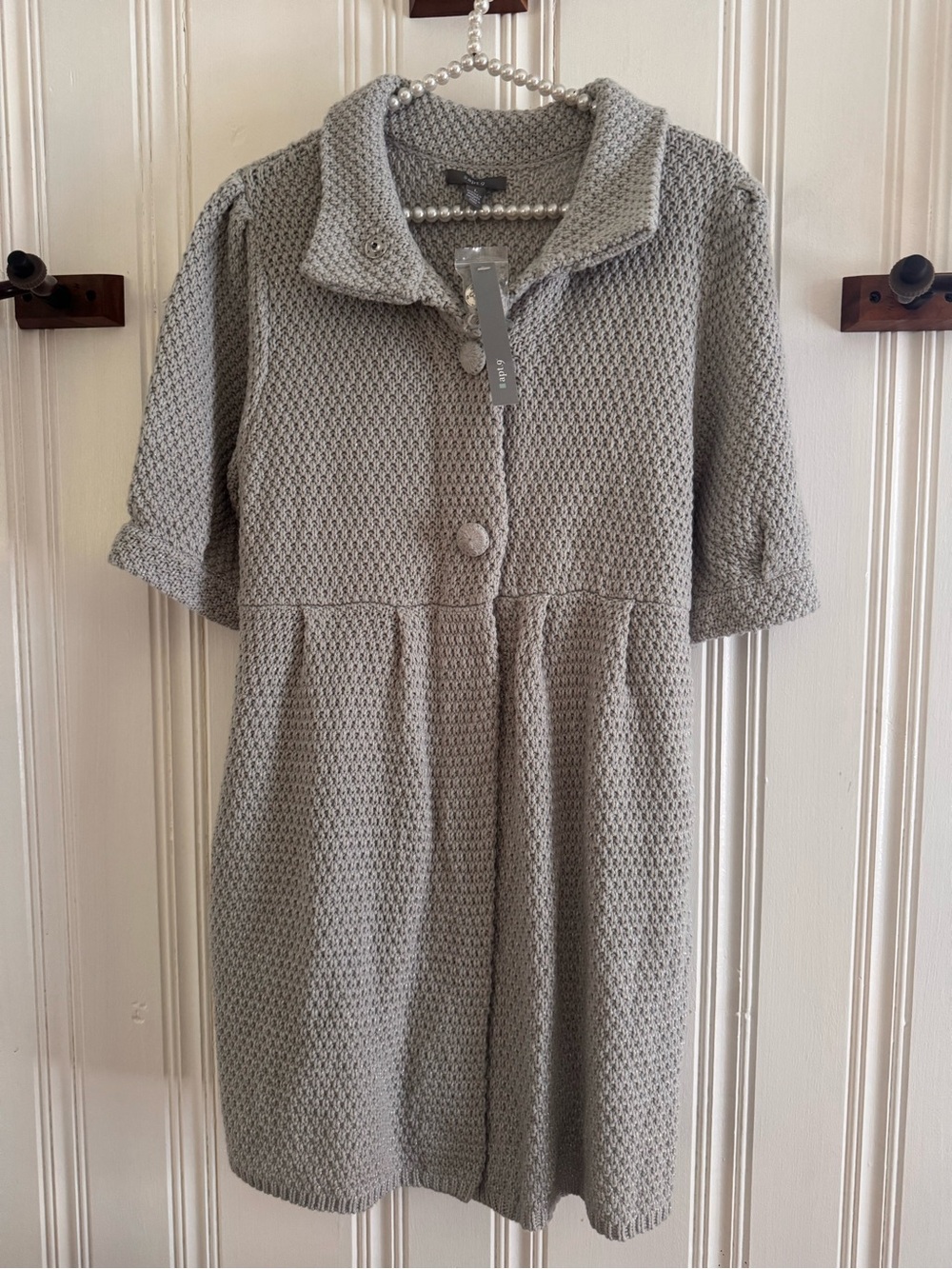 Apt. 9 Light Gray Knit Collared Midi Dress